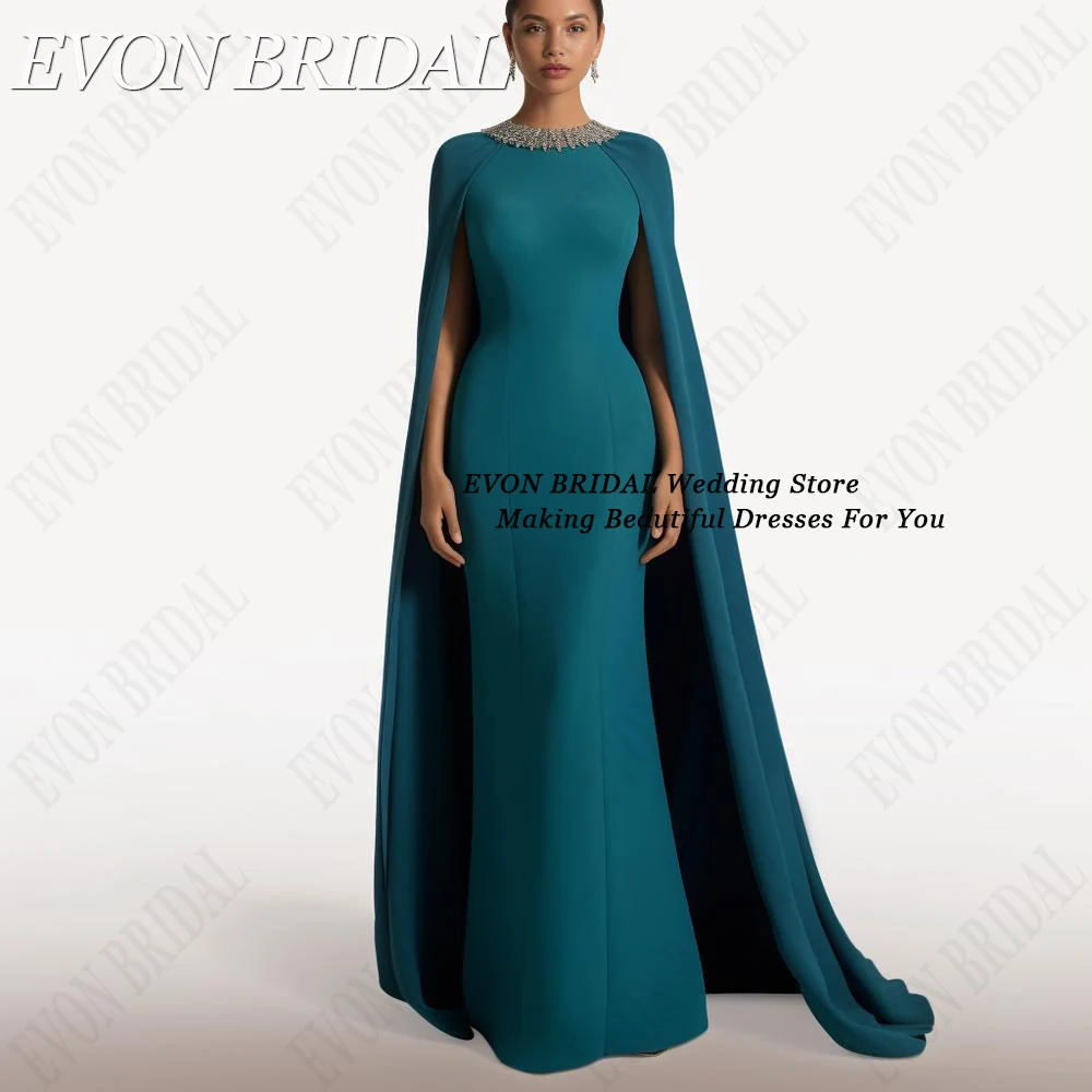 

EVON BRIDAL Saudi Arabia Evening Dresses For Women Elegant Teal Formal Party Gowns Beaded O-Neck فساتين سهرة فخمه 2024 Simple