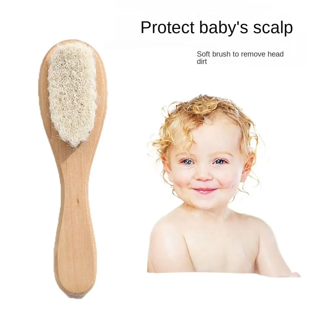 

New Baby Care Wooden Brush Natural Wool Baby Comb Portable Head Massager for Newborns Baby Infant
