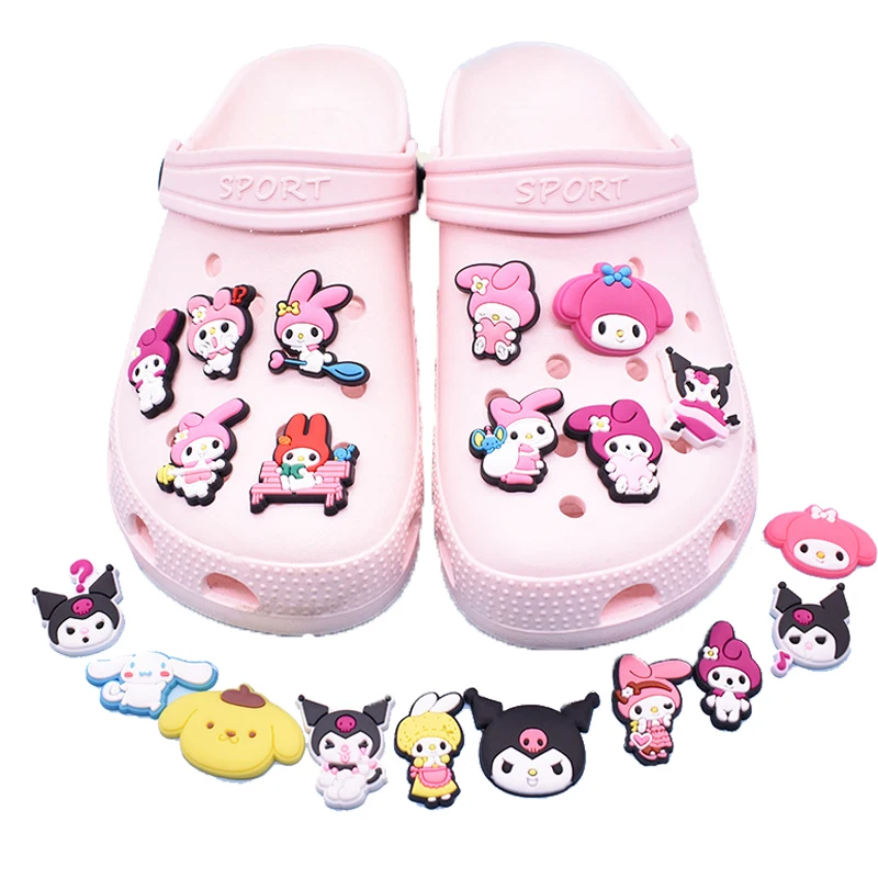 슬리퍼 꽃 만화 산리오 시리즈 신발 참 DIY 액세서리 마이 멜로디 쿠로미 샌들, 악어 장식 Jibbitz 어린이 선물