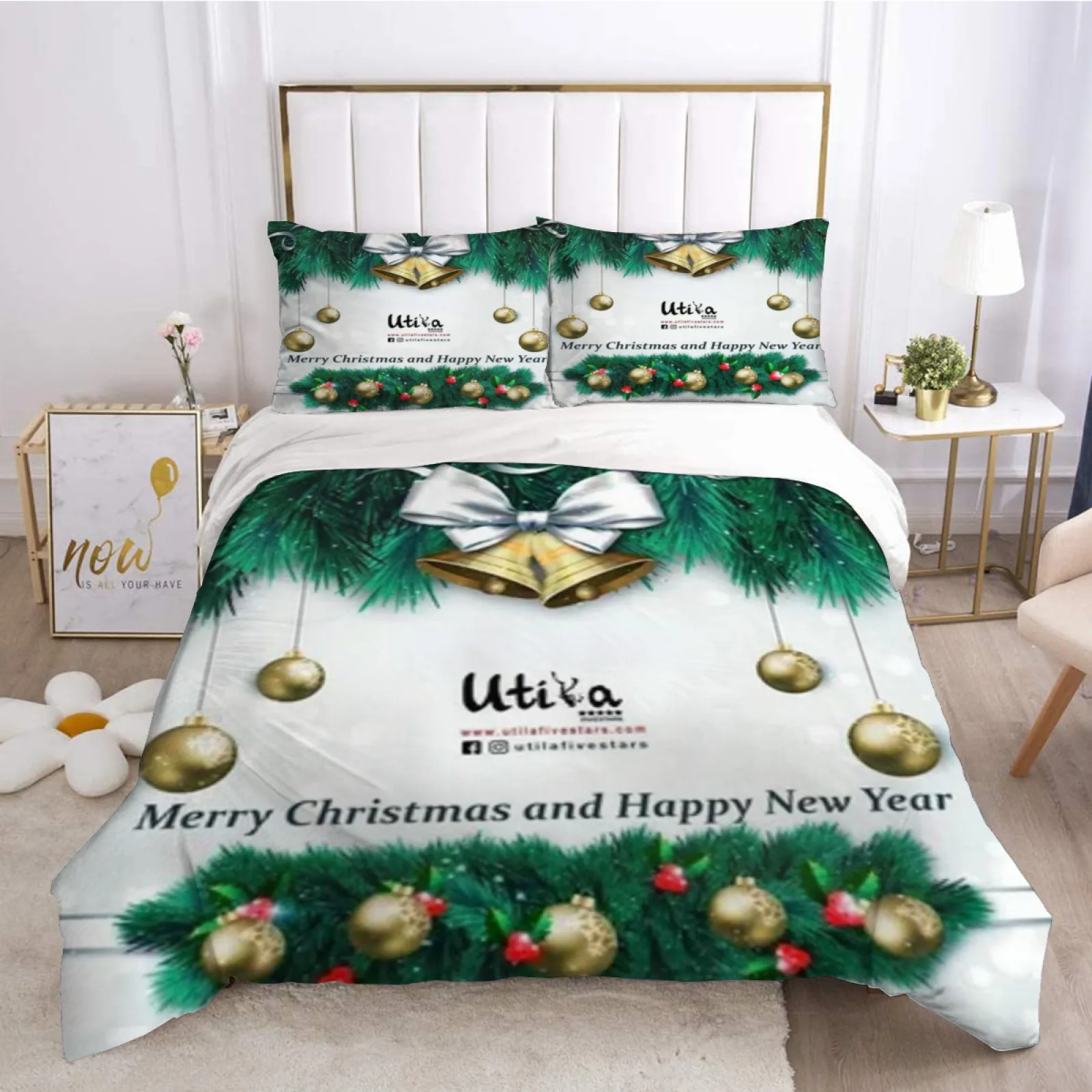 

Christmas Tree Bedding Set Microfiber Comforter 3D Cover Bedspread Bedclothes King Size with Pillowcases Quilt Cover Three-piece