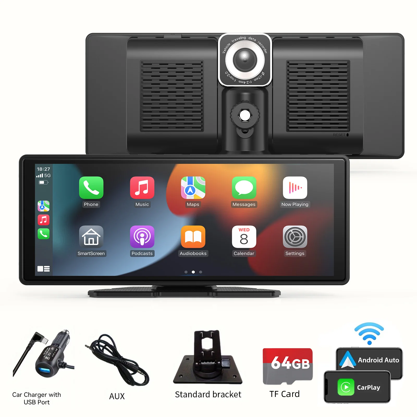 thumbnail image 1 of Universal 10.26 inches Portable Carplay for Car Screen, Wireless Carplay Screen Wireless Car Stereo with Carplay Android Auto, 1 of 5