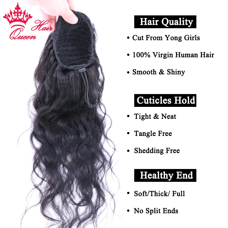 Long Wavy Wrap Around Clip In Ponytail Hair Extension Brazilian Virgin Human Hair Natural Body Wave Pony Tail