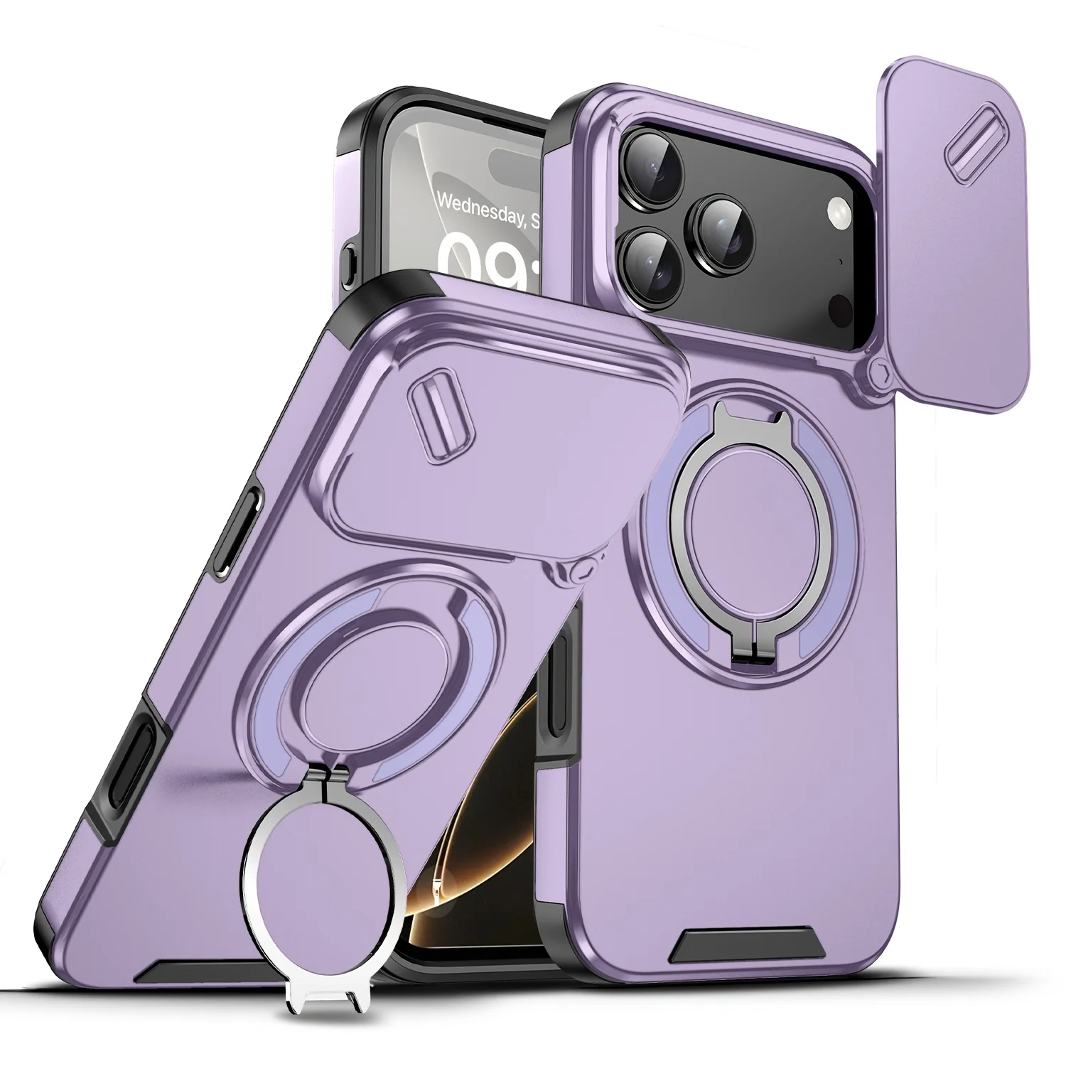 Premium Heavy Duty Magnetic Armor Case with Slide Camera Protection