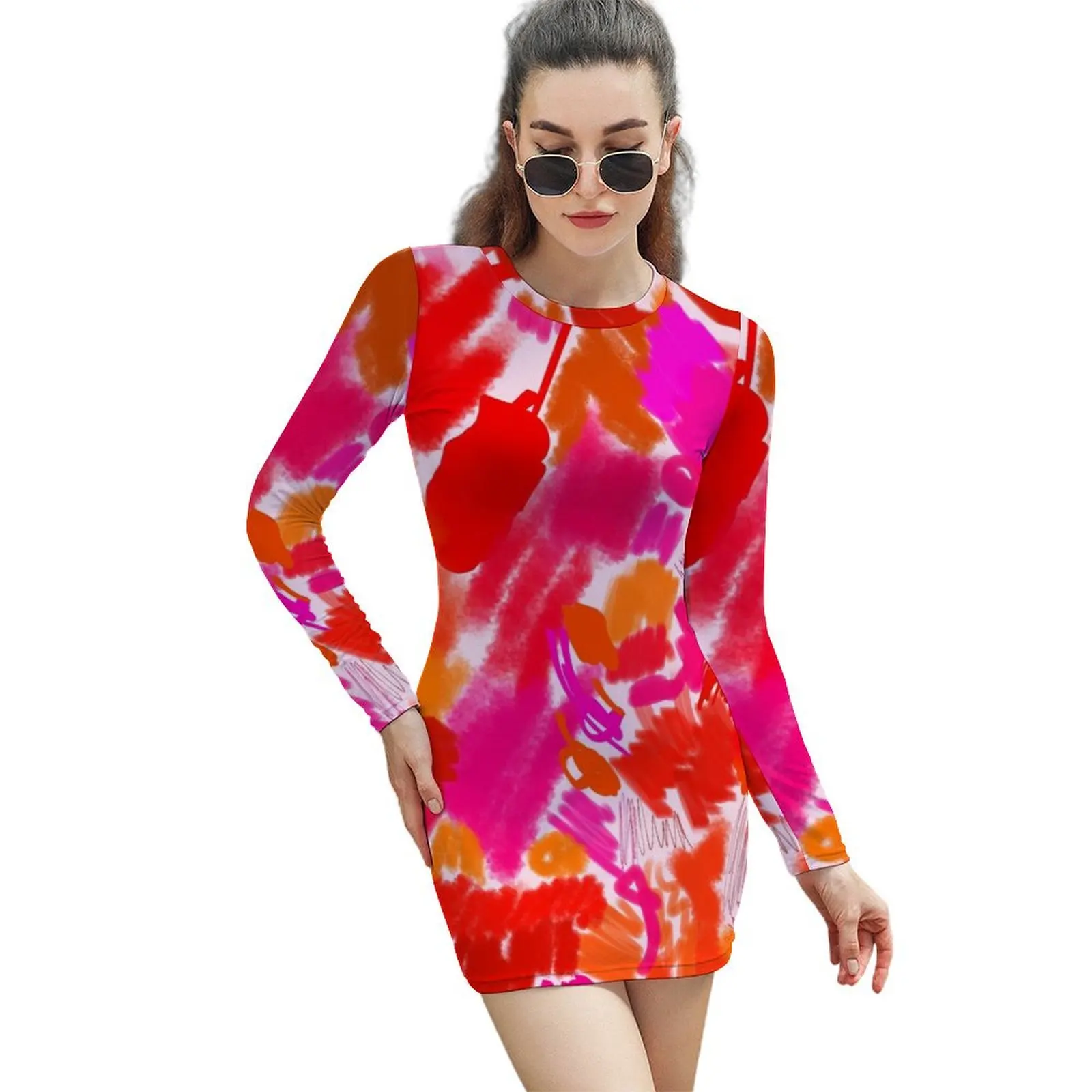 

Red lipstick shades Long-Sleeved Sheath Dress clothes for women Bride dresses long dress women summer