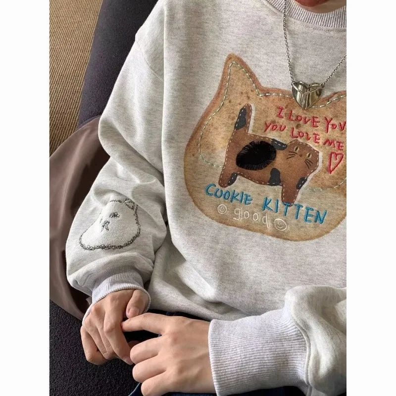 

HOUZHOU Y2k Vintage Graphic Sweatshirt Women Kawaii Winter Fleece Korean Fashion Hoodies Aesthetic Harajuku Cute Pullover Casual