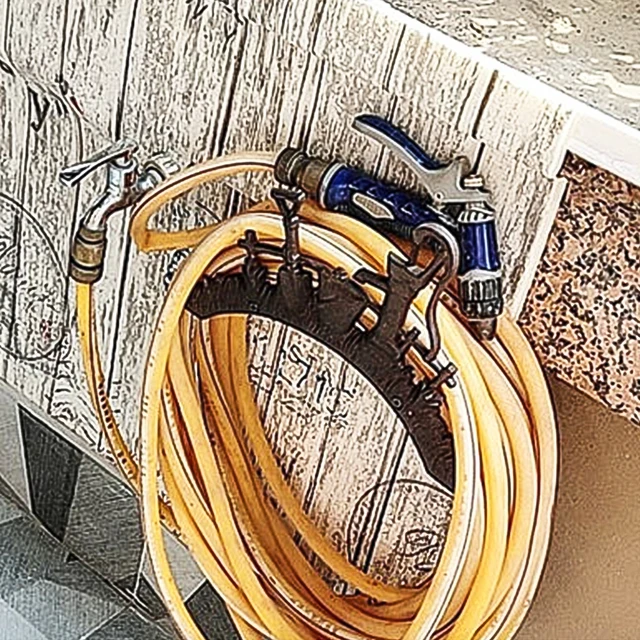 1 Db Öntöttvas Tömlő Tartó Szerelt Fal Antik Rozsda Otthoni/Kerti Vízcső Állvány Madarak/Virág/Edény Tároló Dekoráció Vintage - Image 5