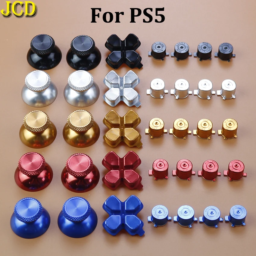 Jcd Metal Buttons Thumb Sticks Per Controller Ps5 Sostituzione Joystick Cap D-Pad Abxy Button Accessori
