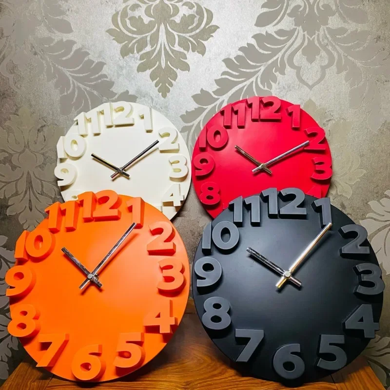 

Настенные часы в скандинавском стиле, объемные круглые, с цифрами, черные современные дизайнерские подвесные, для гостиной, домашний декор, 25 см