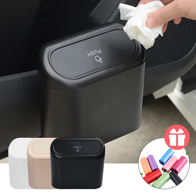 ABS Platz Push Mülleimer Auto Universal Mülleimer Anhänger Müll Staub Box  Lagerung Box Schwarz Auto Innen Zubehör Kleine - AliExpress