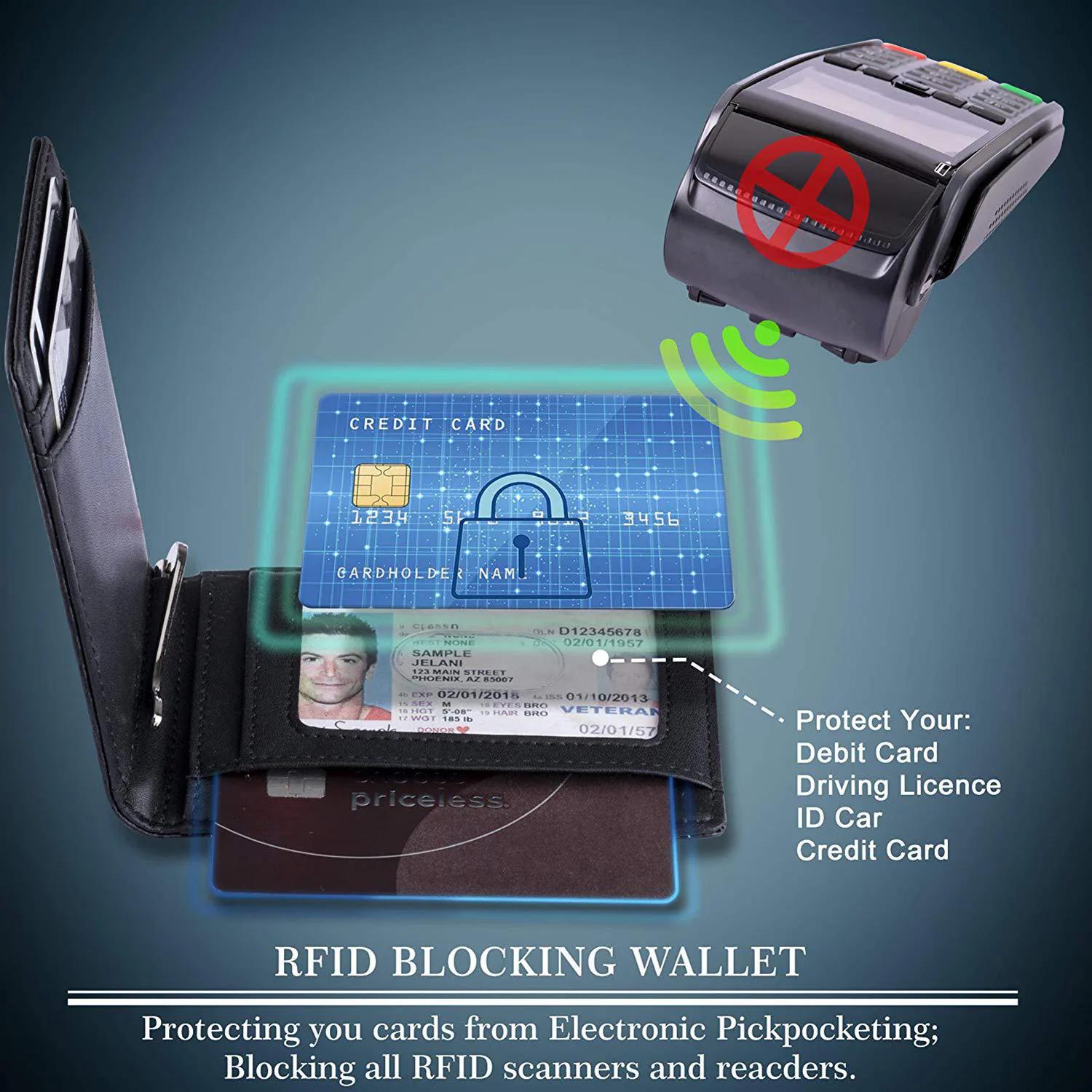 Black Carbon fibre dollars Money Clip RFID Blocking ID Cash Credit Card Holder Slim Thin Real Leather Wallet Mens Cards Cases credit card holder carbon fiber wallet id card holder synthetic leather wallet
