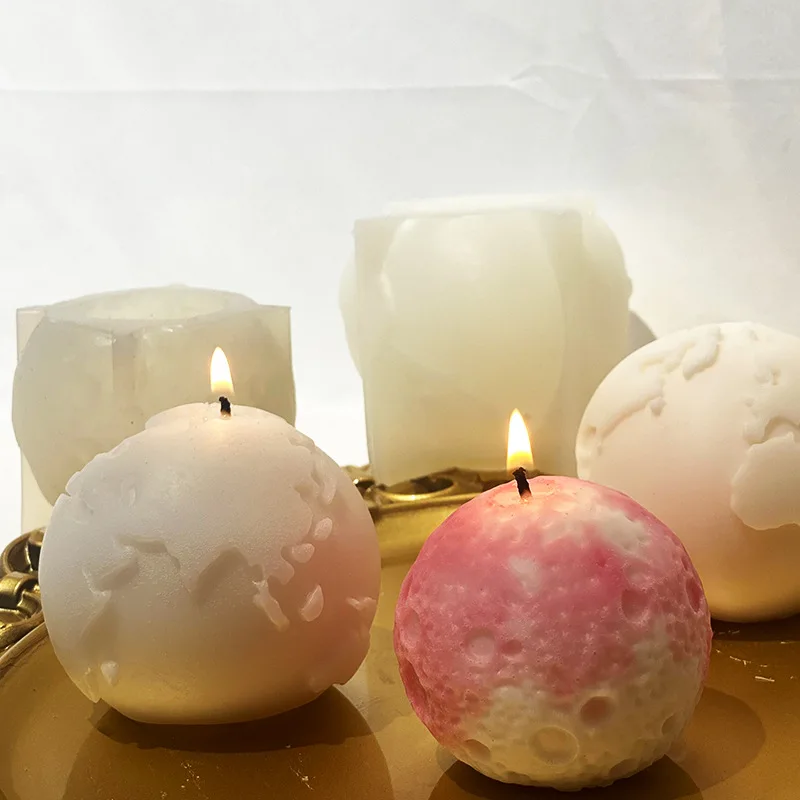 

Moon Earth Shape Candle Silicone Mold Resin Mold for Scented Candles Soaps Making Wax Resin Casting Making Tools Home Decor
