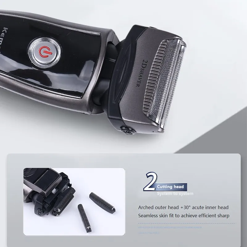 Kemei Original km-8009 Men's Electric Foil Shaver with 2 Spare Shaver Heads Rechargeable Cordless Shaver 4