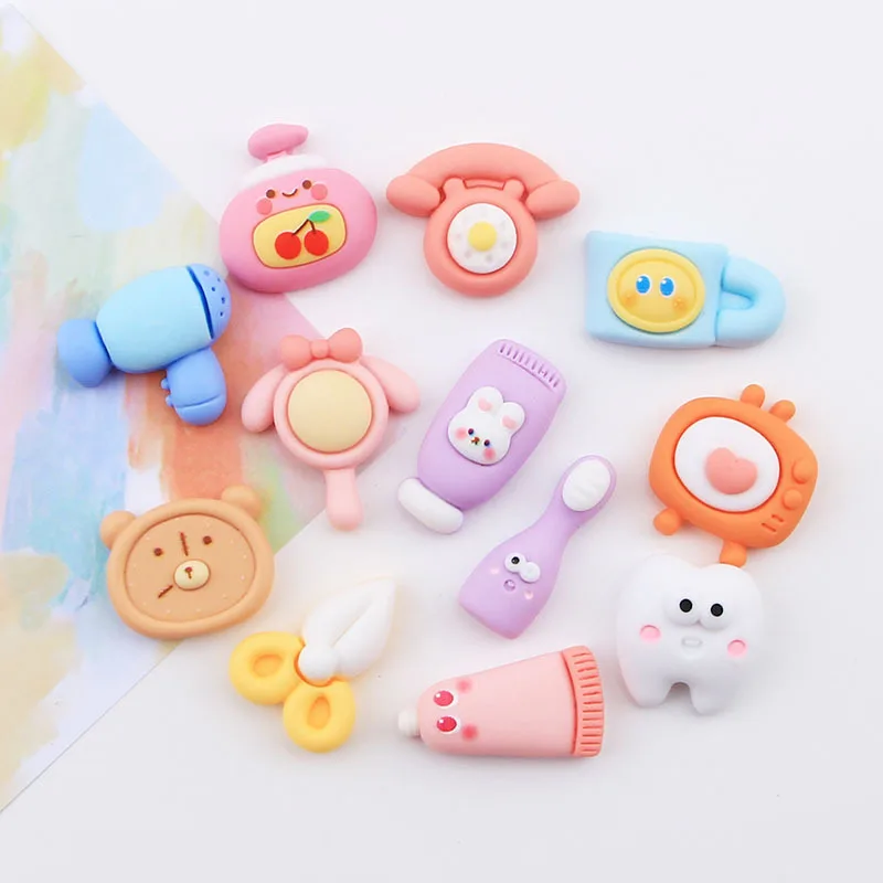 Description Picture 4 of item10 Pcs New Mini Cute Cartoon Telephone Toothpaste Clock Series Resin Cabochon DIY Jewelry Hairpin Craft Decoration Accessories