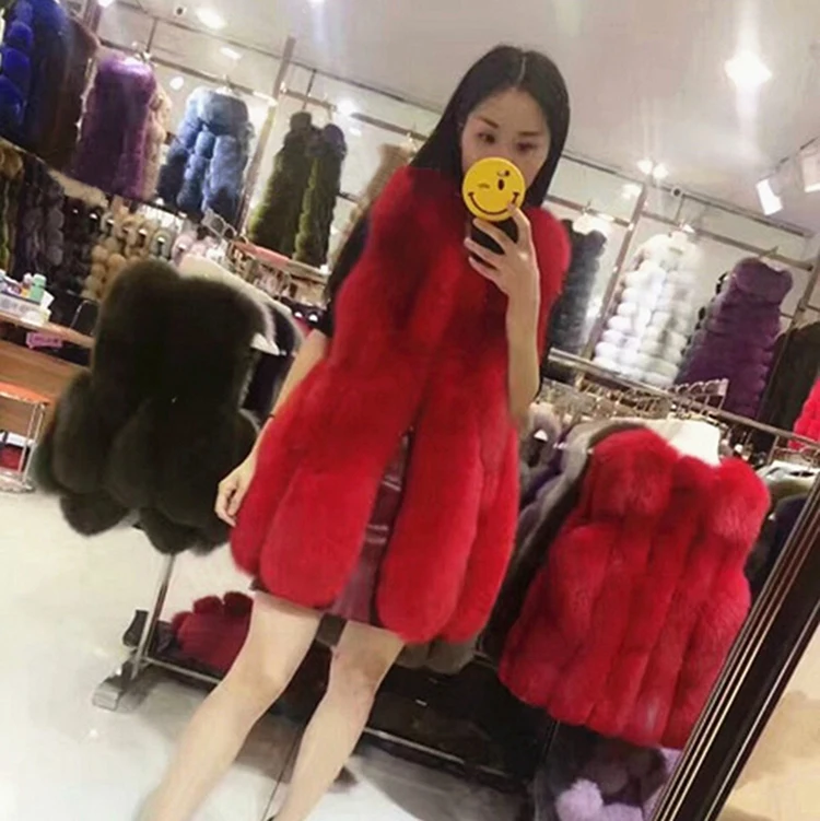 down parka Spring Autumn Winter Women 60cm Long Fashion Style Faux Fox Fur Vest Fake Material Model 063 down puffer coat