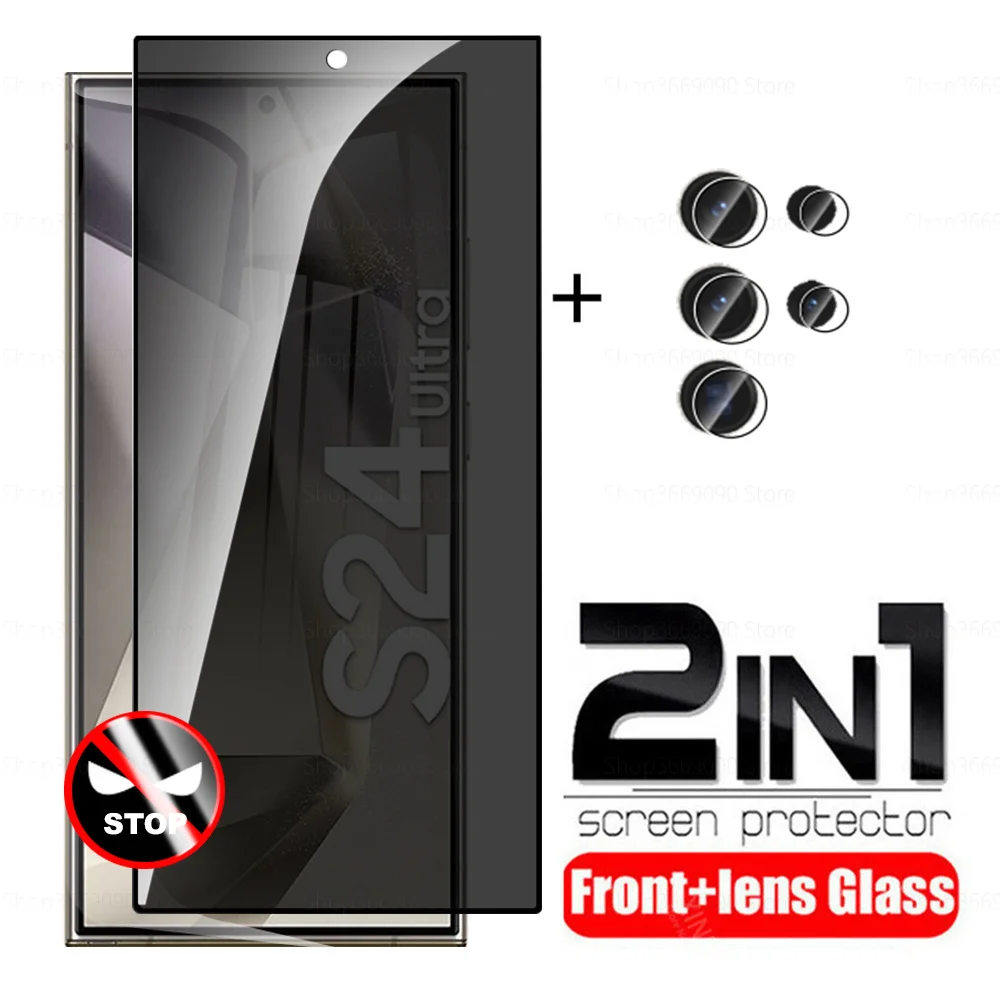 4-in-1 Privacy Protective Glass with Anti-Spy Tempered Film and Lens Protection
