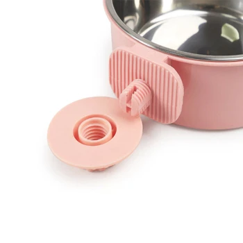 Pet Food Bowl Hanging Stainless Steel Pet Bowl Dogs Cats The 2-in-1 design is detachable Supplies Fixed Cat Bowl Crate Drinking 5