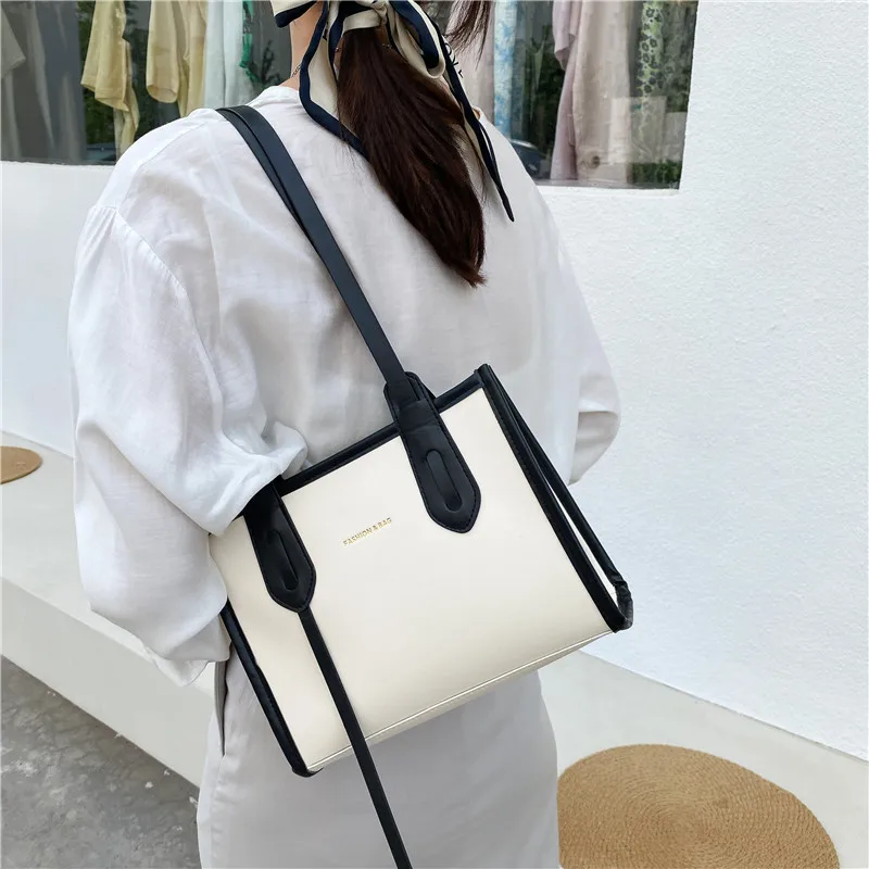 Spring New Women's Bag Casual Tote Large Capacity High Quality PU Leather Shoulder Design Handbags For Women Shopper Woman Bags