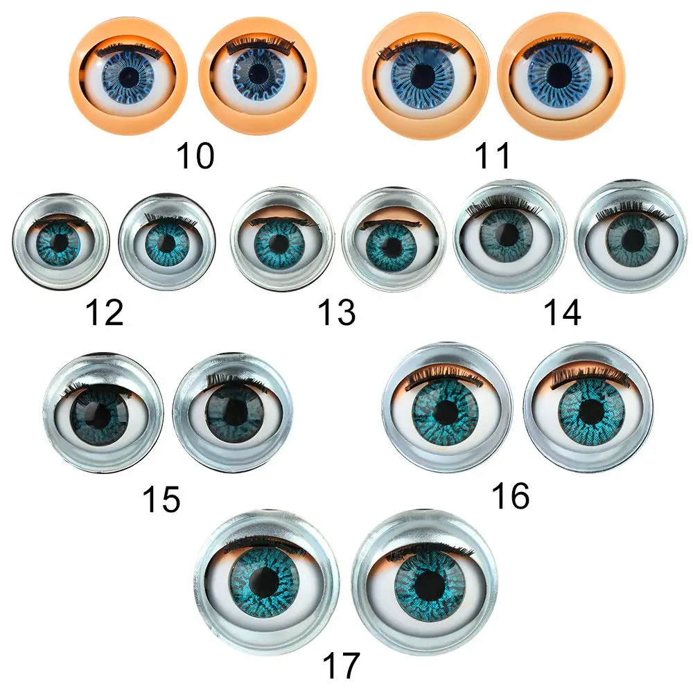 1Pair Doll Activity Eyes Doll Eye Accessories with Eyelashes Doll Rolling Eyeballs Simulation Active Eyeball DIY Doll Eyes