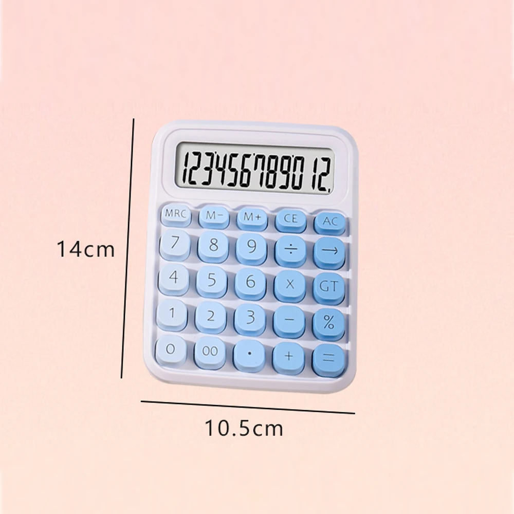 【Sale】Cute Calculator 12 Digit Large LCD Display Big Round Button Gradient Candy Colored Dual Power Supply Calculator for Office