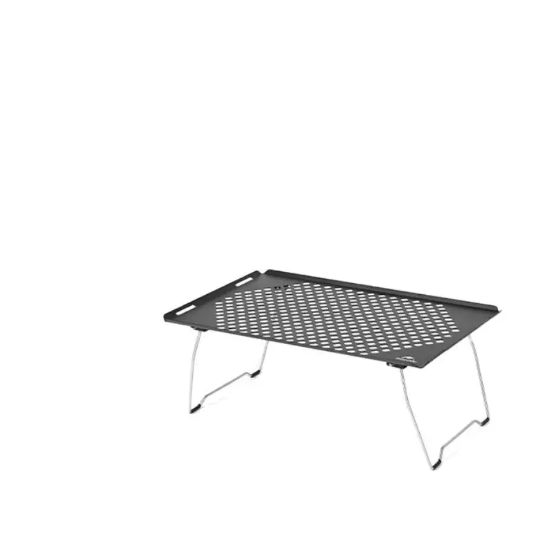 

outside round Picnic Table Camping Storage Rack Portable Storage Equipment Supplies Stainless Steel Folding Table