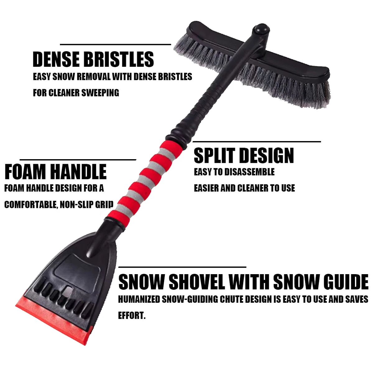 Winter Auto Cleaning Brush EVA Foam Handle Multipurpose Snow Cleaning Brush Detachable Ice Scraper Emergency Snow Remover Shovel