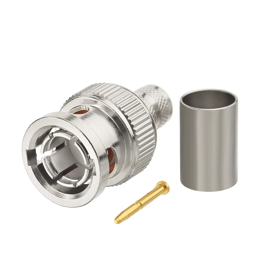 75ohm BNC Male Straight Crimp RF Coaxial Connector for RG6