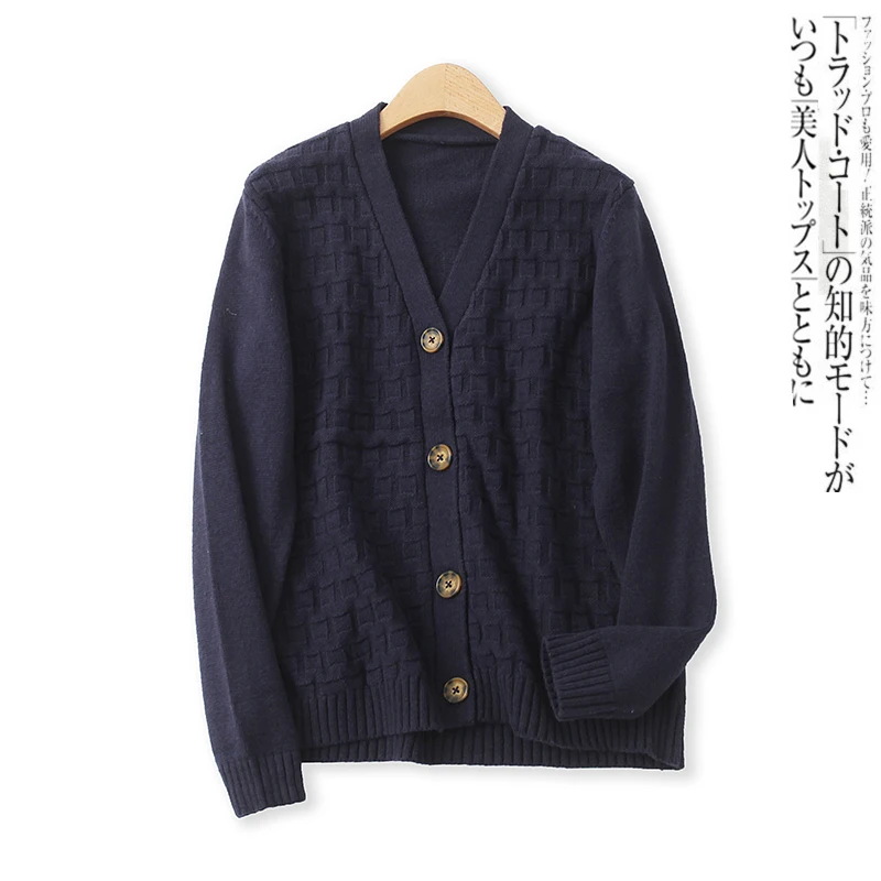 

Knitted Cardigan Sweater Fashion V-neck Single-breasted Long-sleeved Jacket 15411
