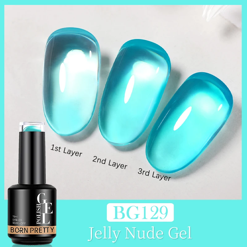 BORN PRETTY 15ML Jelly Amber Gel Nail Polish Brown Crystal Translucent Fall Winter Color Jelly Nude Gel Semi Permanent UV Gel