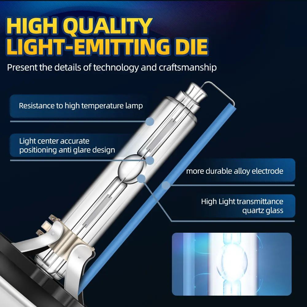 2Pcs Xenon HID D3S Headlights 6000K High Low Beam Bulbs Car Light Fit For Volvo S60 2011 2012 2013 2014 2015 2016 2017 2018 3