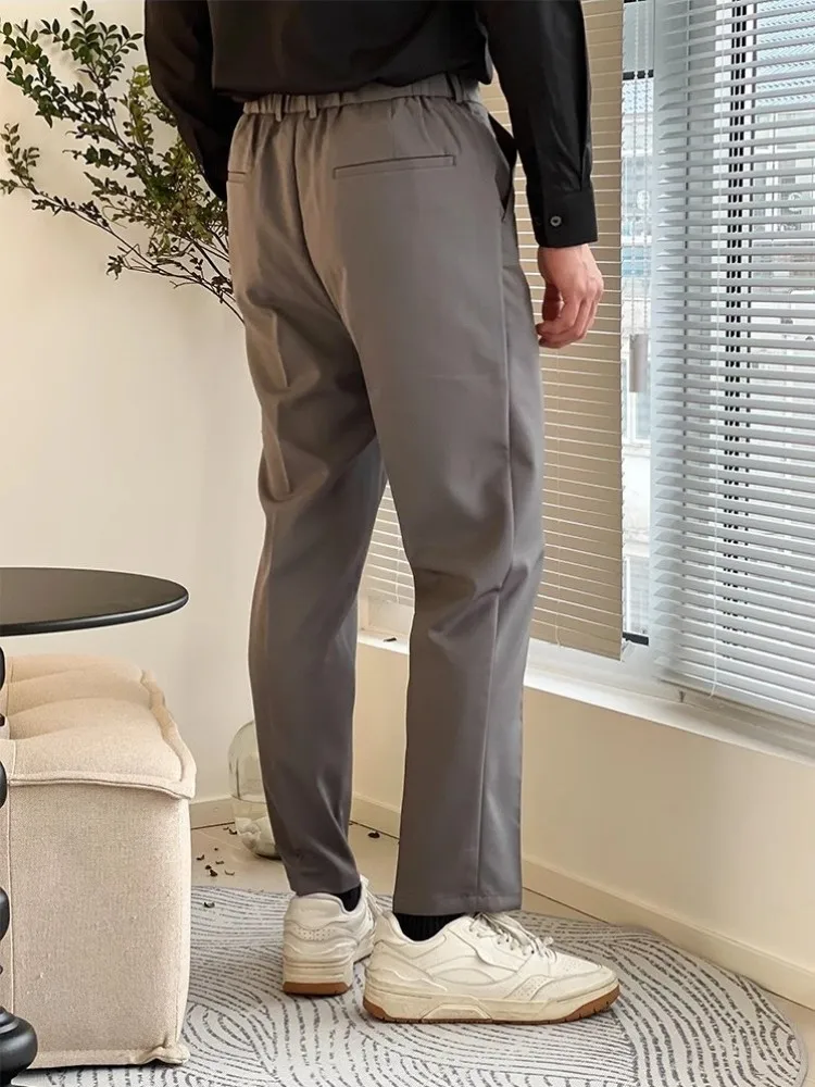2024 New Spring Summer Breathable Business Casual Office Mens Suit Pants Versatile Solid Color Fashion Straight Trousers Male 3