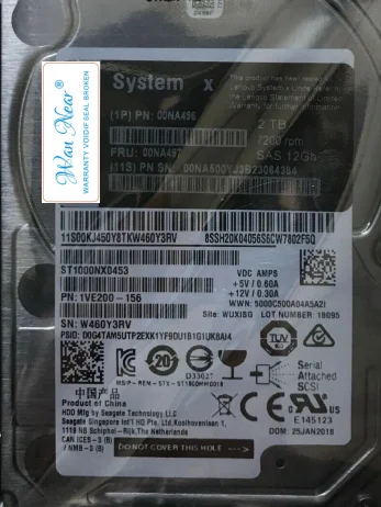 

For 00NA496 00NA497 2TB SAS 12GB 2.5 X3650M5 X3850X6