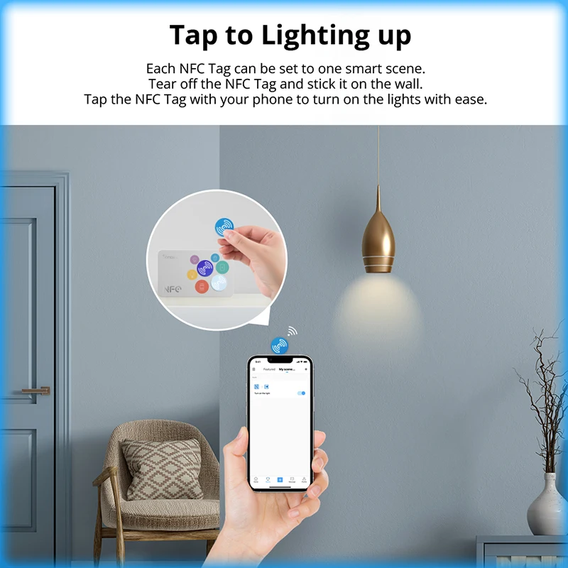 SONOFF NFC 태그 EWeLink 스마트 홈 215 칩, 540 바이트 스마트 태그 바로 가기 탭, NFC 지원 휴대폰용 스마트 장면 트리거