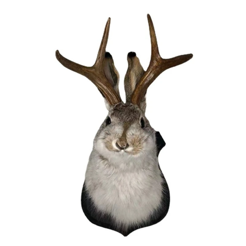 Resin Animal Rabbit Head Antlers Antler Home Decor Animal Heads