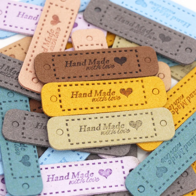 20pcs Leather Tags Handmade With Love Labels Clothing Tags Diy Crafts  Sewing Handmade Label For Hats Bags Shoes 56*15mm - Garment Labels -  AliExpress