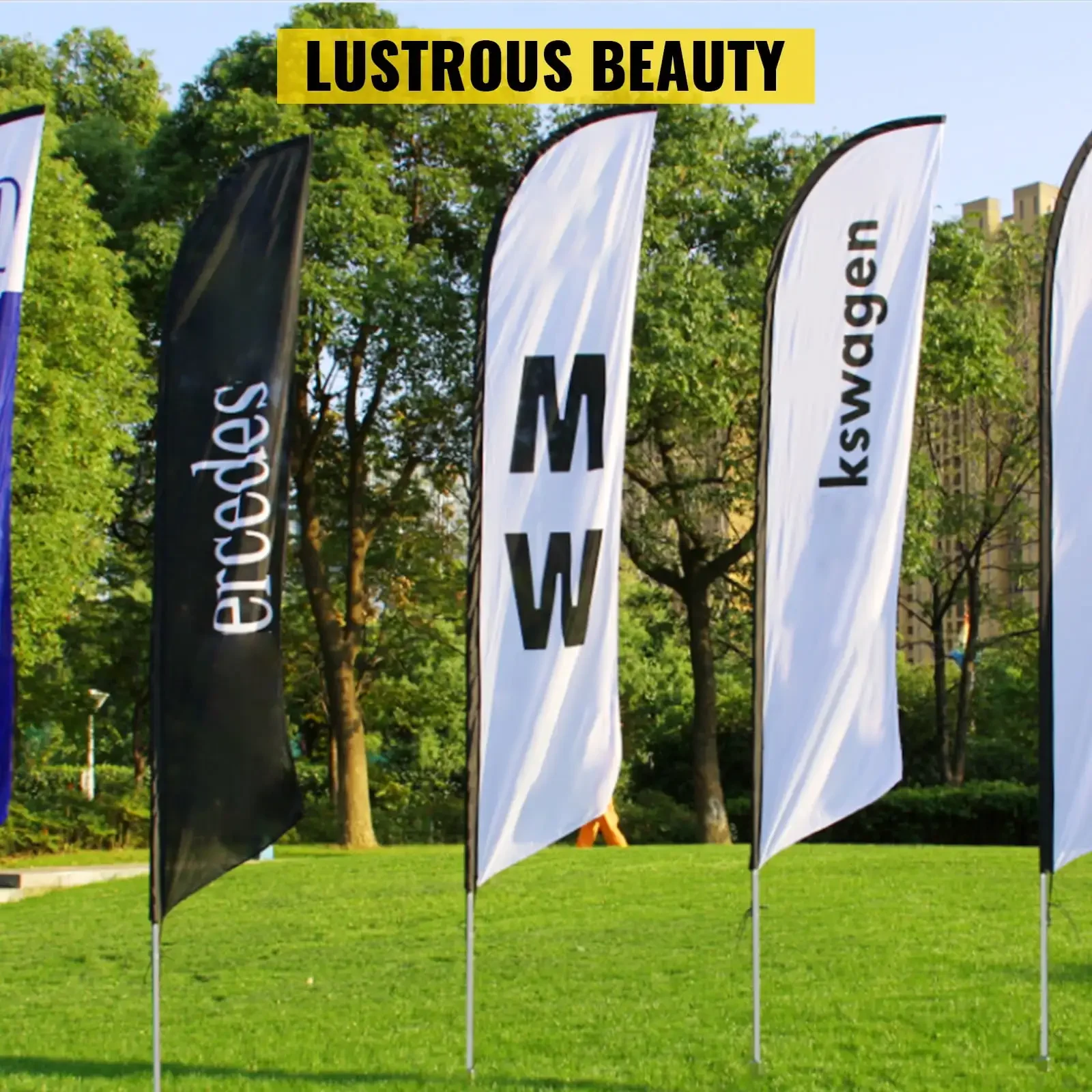 Advertising Flag Pole, 3 x Feather Flag Bundles, 16ft Windless Pole Sets with Ground Mounting Stake