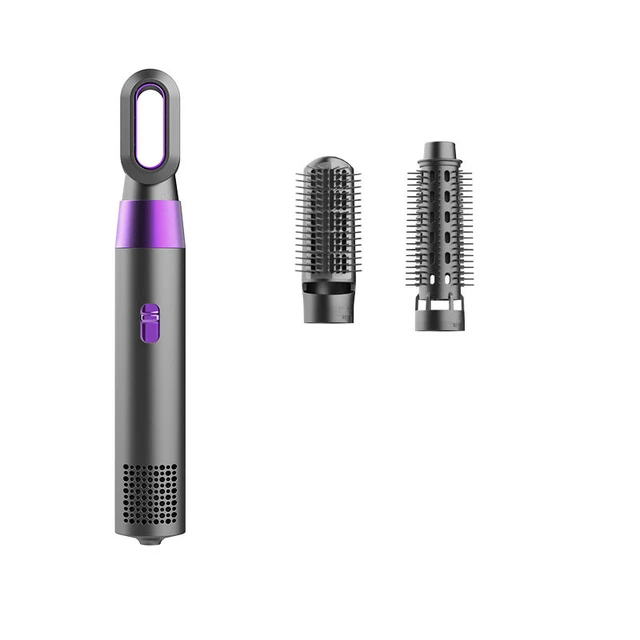 HATV 3 In 1 Electric Hair Dryer Hot Heating Hair Comb Wet Dry Hair Brush Curler Styling Tool Household Gray
