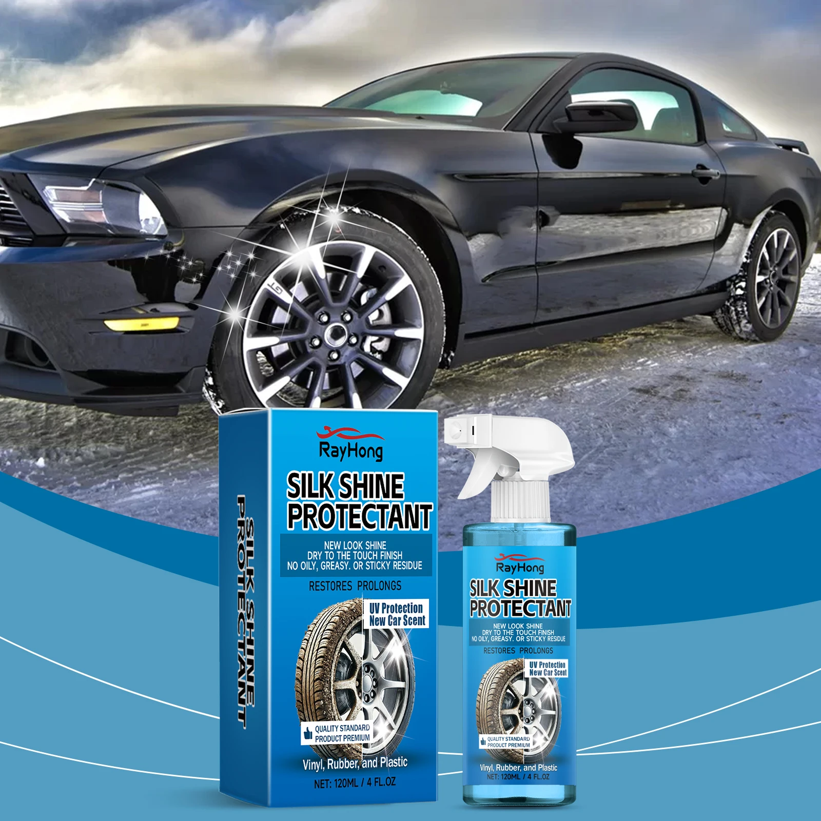 Tire&Wheel Cleaner Foam-Car Tire Protectant Quick Stain Removal No Rinse Car Wash Auto Detailing Long-Lasting Shine 120ml