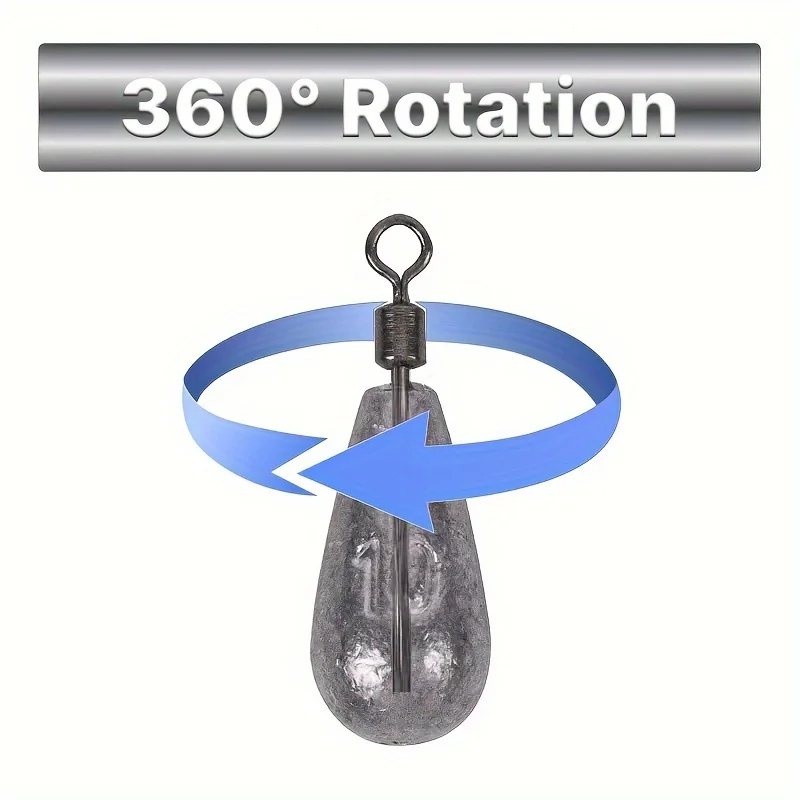 10pcs Bullet Lead 8-Character Ring Water Drop Shape Fishing Sinkers-Quick Release, Adjustable, Durable, Corrosion Resistant Fi