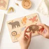 1PC Children Wooden 3D Puzzles Toys  Animals Vwgetable Colorful Puzzles Matching Toys For Baby Training Cognitive Montessor Toys 1