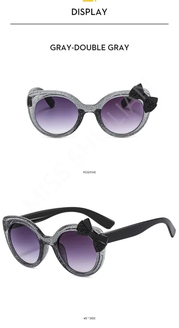 Óculos de sol infantil gatinho com laço para meninas e meninos_voghion.com