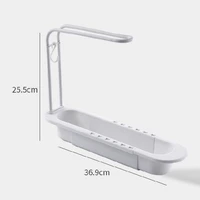 Étagère télescopique de vidange d'eau 36-50cm, organisateur d'évier, porte-savon, éponge, porte-serviettes, Gadgets de cuisine, panier de rangement, accessoires 5