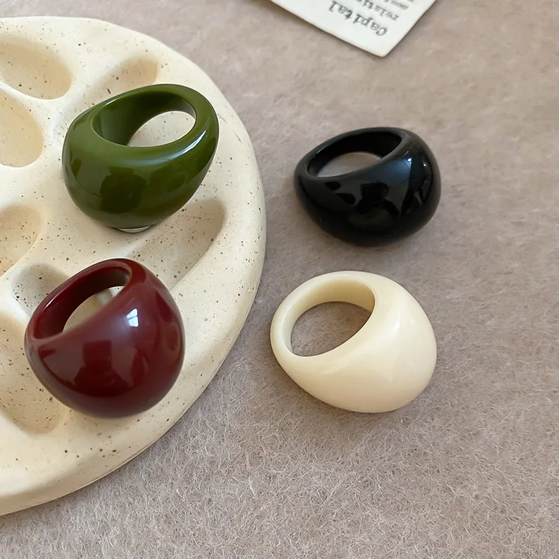 HangZhi 4pcs/set Vintage Irregular Geometric Resin Ring