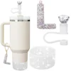 3Pcs Set Specially Designed for Stanley Cup Accessories, 1 Piece Initial Silicone Straw Lid, 1 Piece Name ID Letter Handle Charm 2