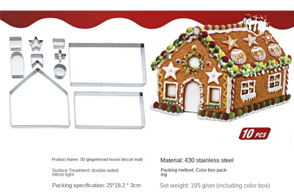 Description Picture 2 of item10Pcs/set Christmas Cookie Cutters Moulds Stainless Steel Xmas Theme Biscuit Mold DIY Dessert Pastry Decoration Baking Tools