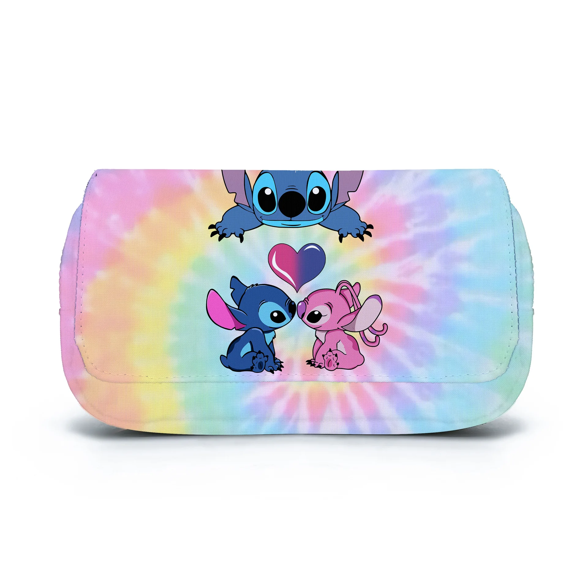 Disney Cartoon Lilo & Stitch Thème Grande Capacité Crayon Étui Pu Cuir  Double Couche Crayon Pochette Stylo Organisateur École Papeterie Sac Cadeau  Pour Enfants B