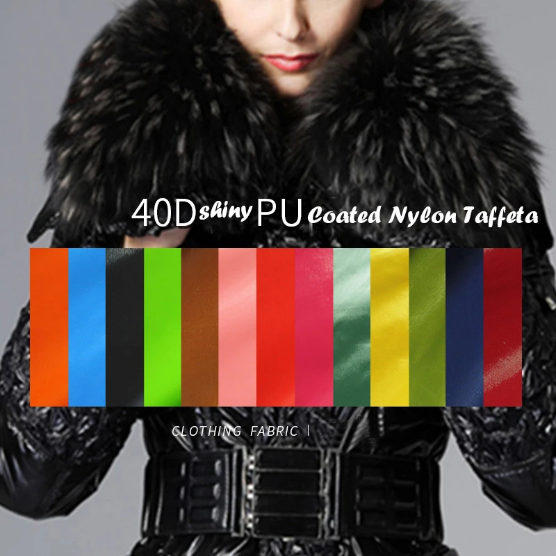 Hochdichter 310T-Nylon-Taft, glänzender Stoff aus PU-beschichtetem Material für Daunenjacken im Winter