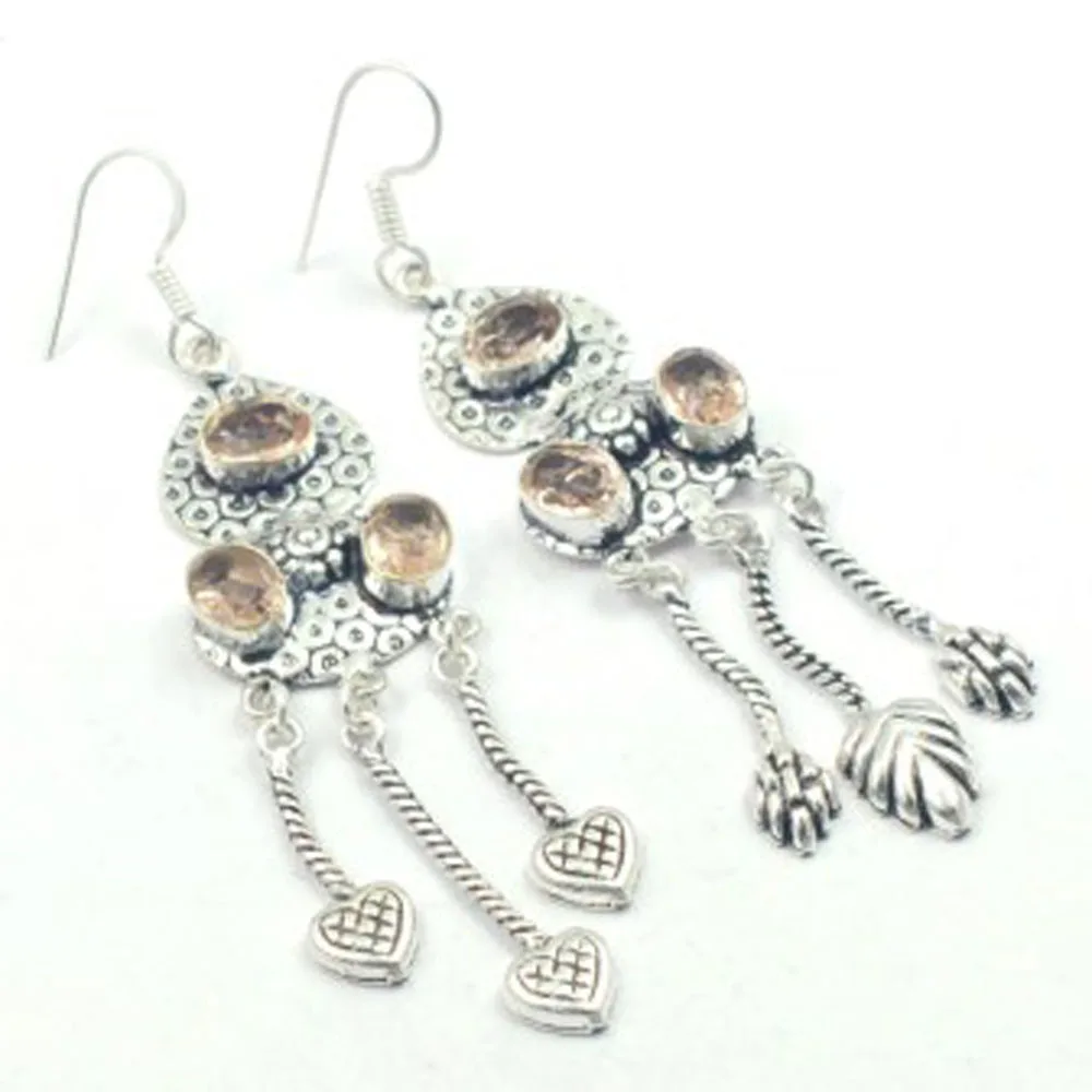 Orecchini Topas Pesca Sovrapposizione D'Argento Su Rame, Dimensioni Usa 87Mm , E3529