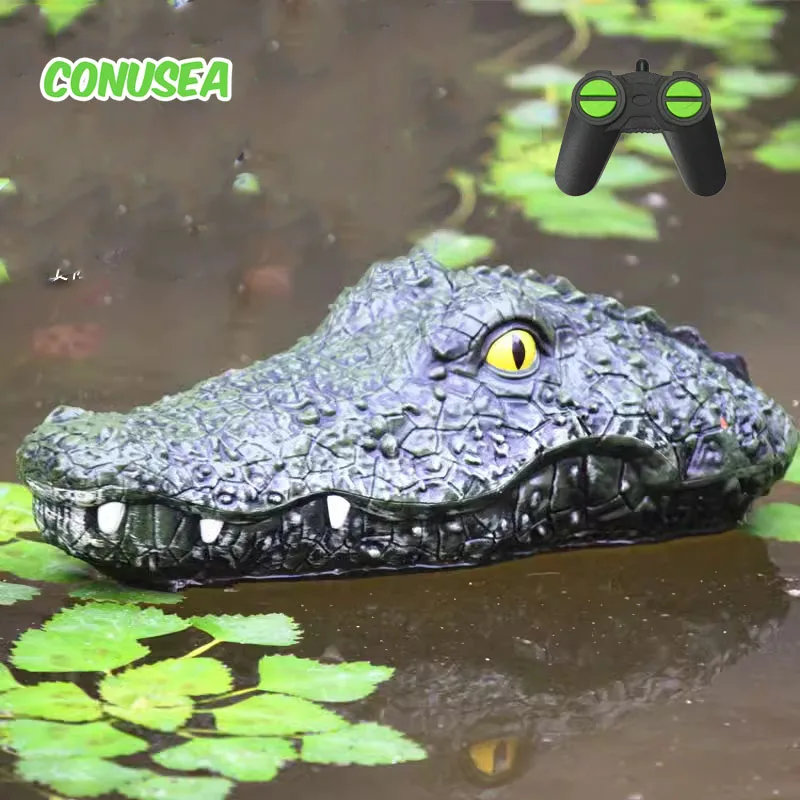 RC Crocodile Head Boat Ship Toy Simulation 2.4G Remote Control Joke Alligator Decoy Electric Toys Summer Water Spoof Toys gift