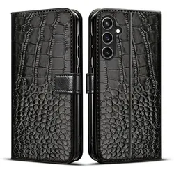 Elegant Flip Leather Wallet Phone Case with Card Holder for Galaxy M34 (Black)