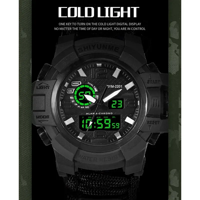SHIYUNME G Style Men Sports Watches Outdoor Camping Compass Thermometer Waterproof LED Digital Watch Man Military Wrist Watch 5